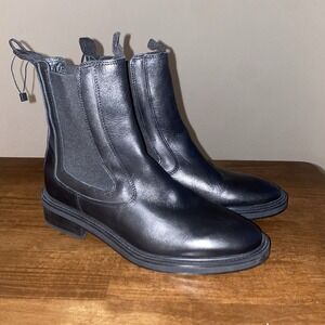 New Zara Black Leather Chelsea Boots Size EU 39 US 8 womens